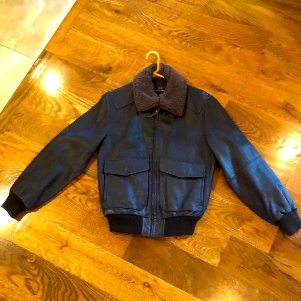 Brooks Brothers “346” Brown Leather Bomber Jacket